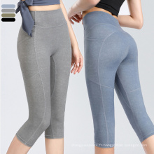 En stock de sport leggings hautes taies de la taille haute poche fitness pantalon de yoga avec poche le leggage de yoga stretchy